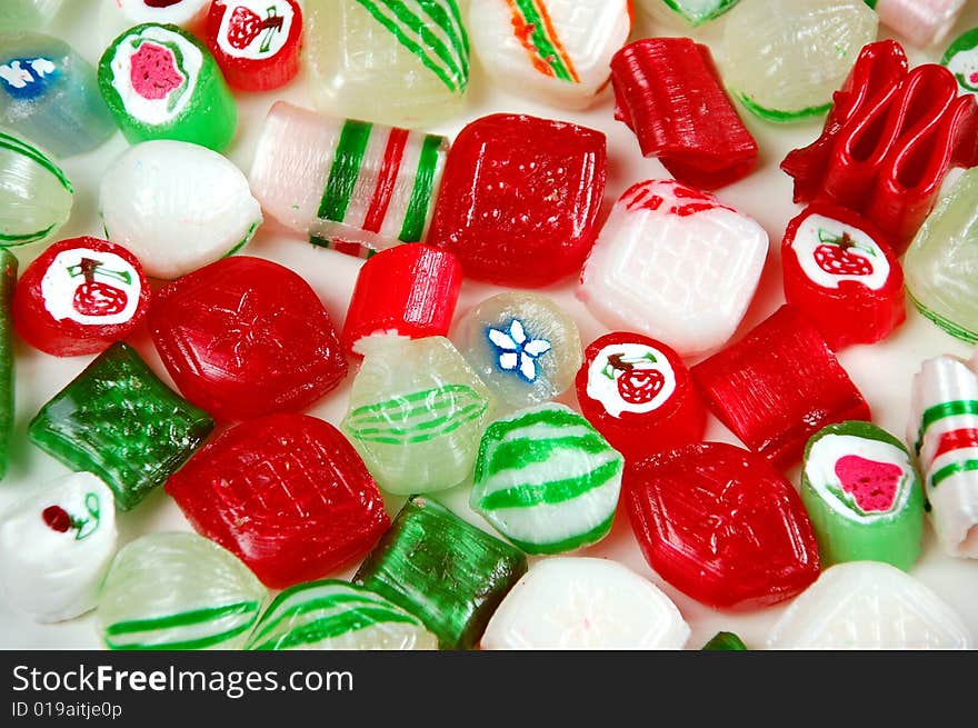 Colorful candy mix in assorted shapes