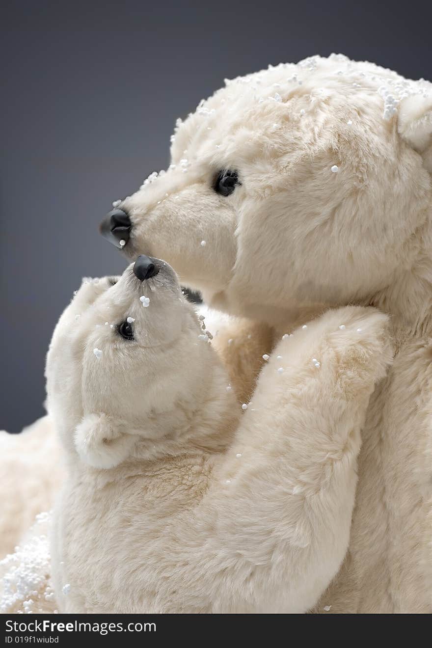 Stuffed mother and young cub polarbear hugging. Stuffed mother and young cub polarbear hugging