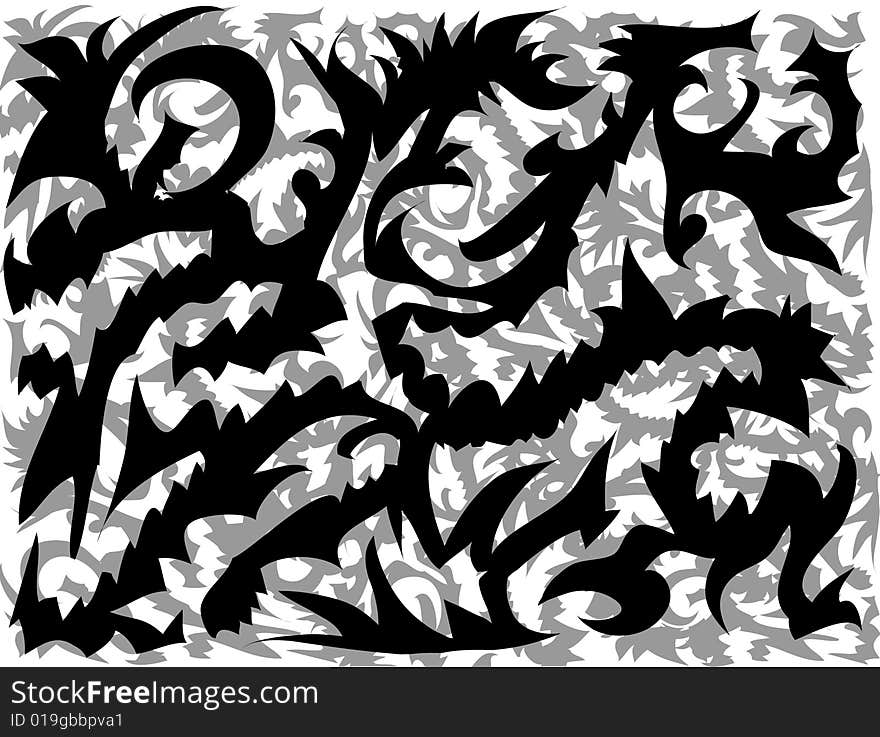 Tribal tattoo shapes - original form freehand and non-symmetrical. Tribal tattoo shapes - original form freehand and non-symmetrical