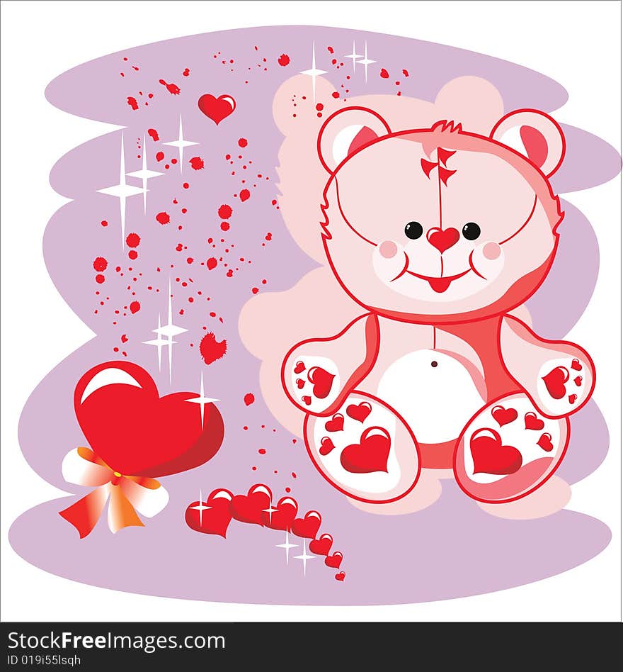 Valentin bear. Children drawing. Seasonal