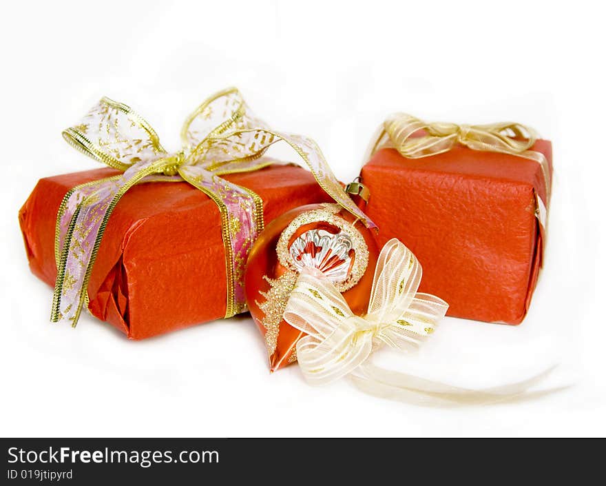 Christmas gifts isolated on white. Christmas gifts isolated on white