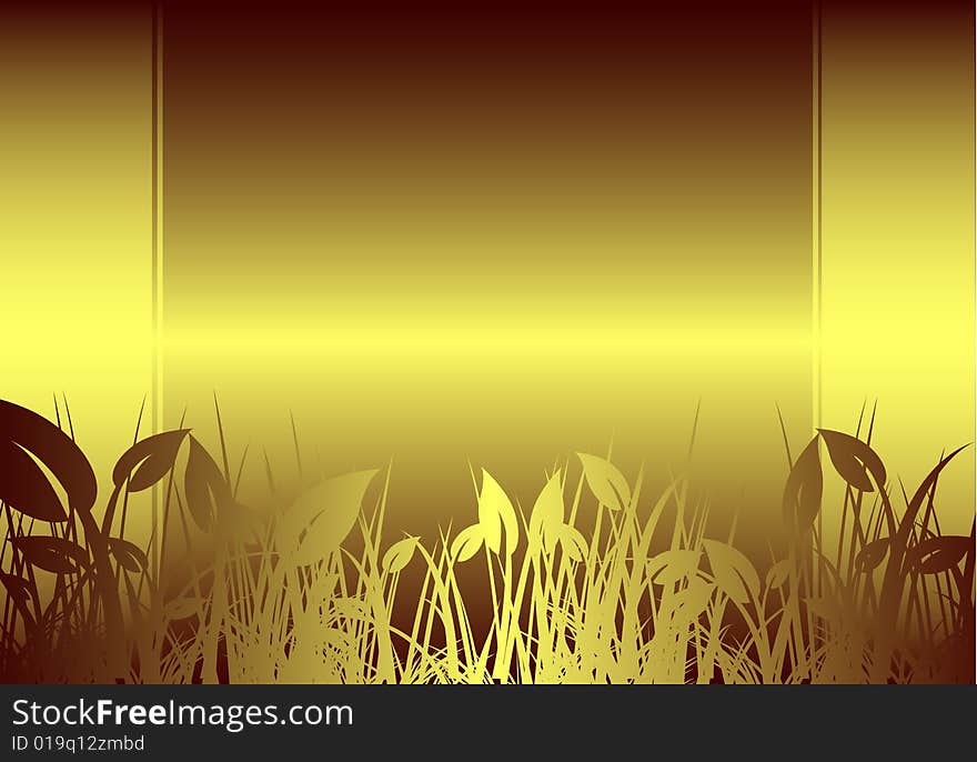 Golden floral background, vector illustration