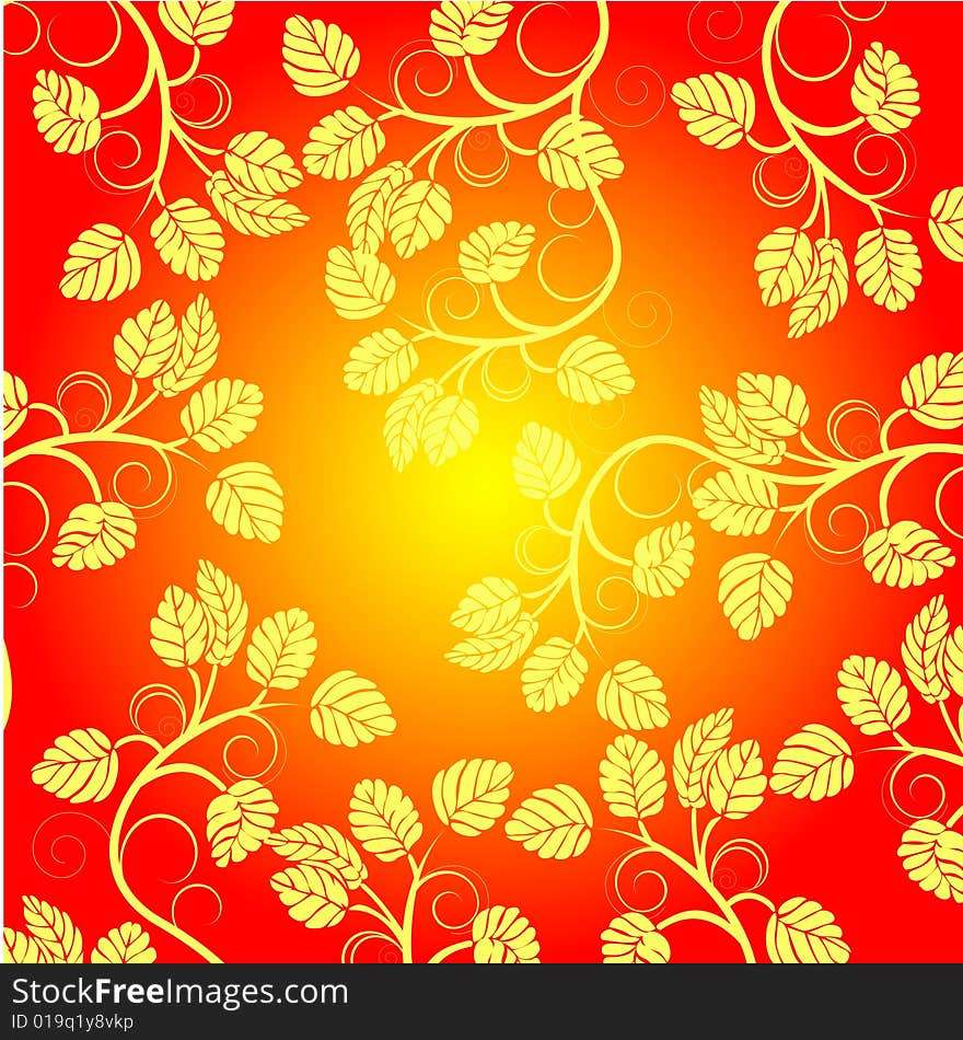 Yellow floral background, vector illustration