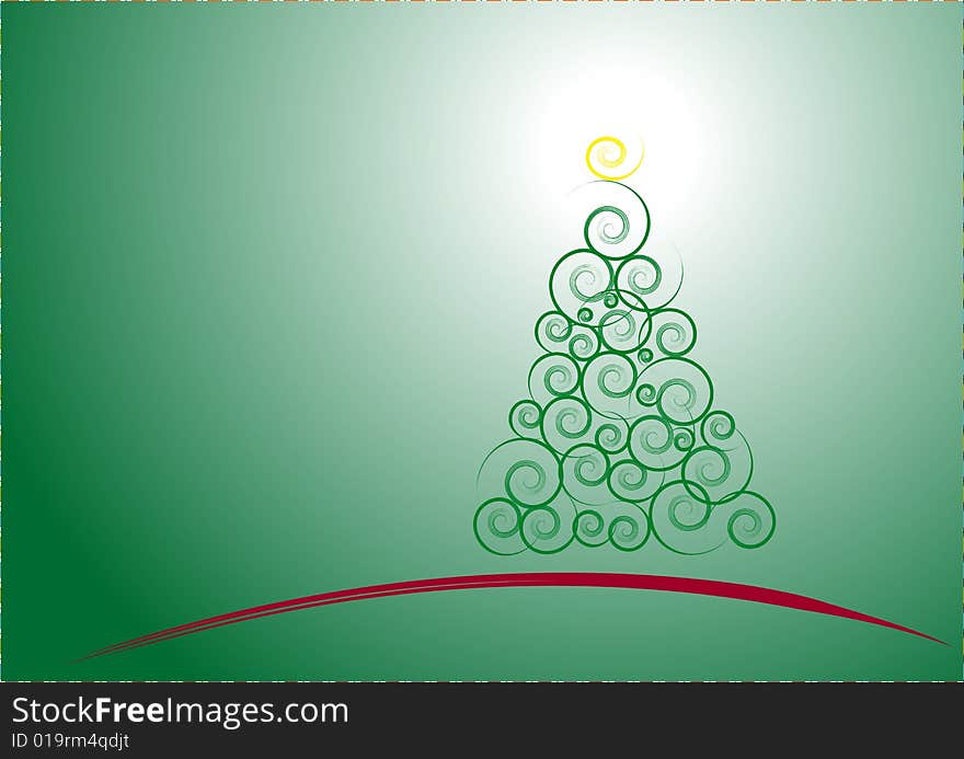 Green Christmas Tree isolated on a blue background. Green Christmas Tree isolated on a blue background