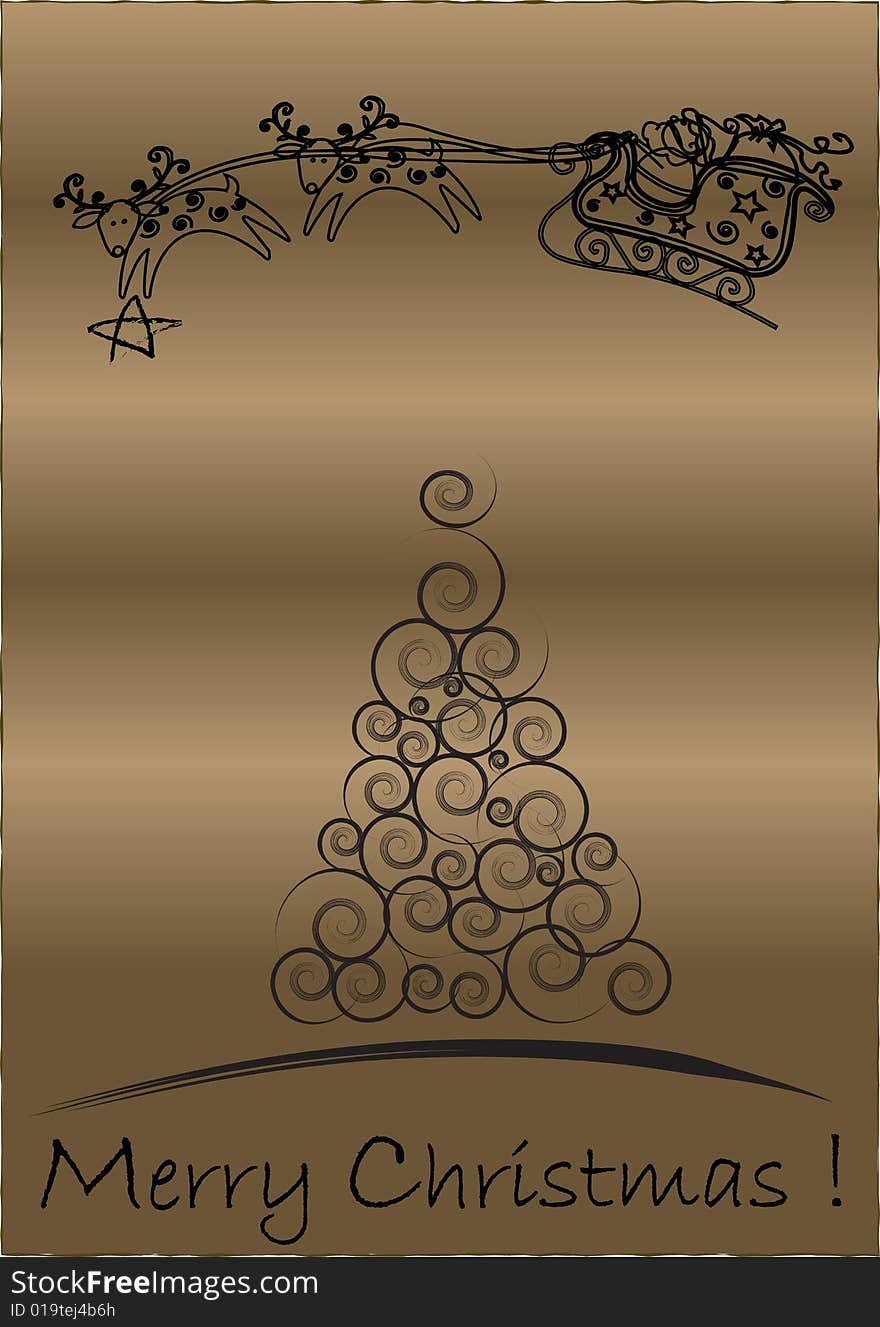 Christmas Tree isolated on a gold background. Christmas Tree isolated on a gold background