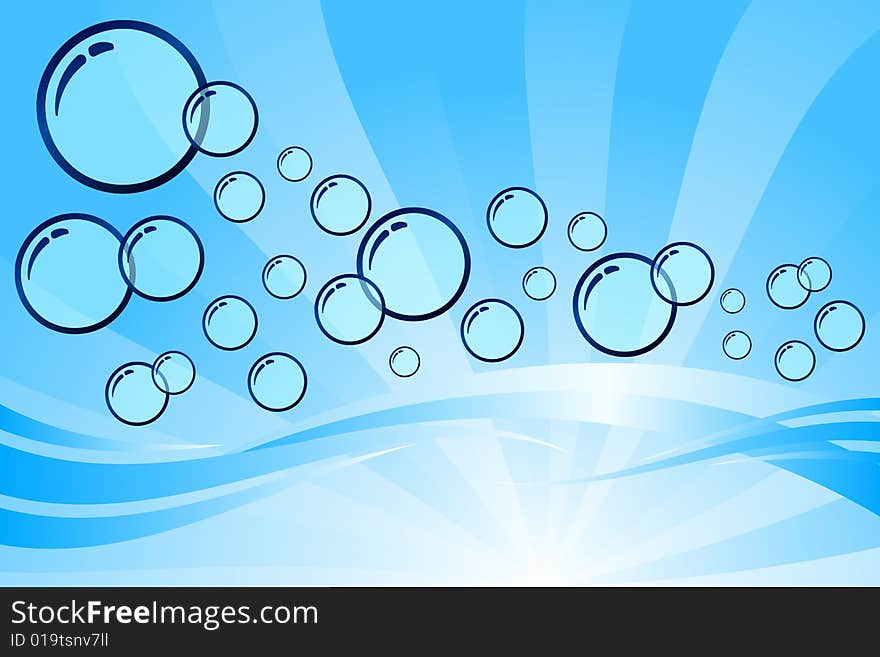 Vector illustration of blue bubbles