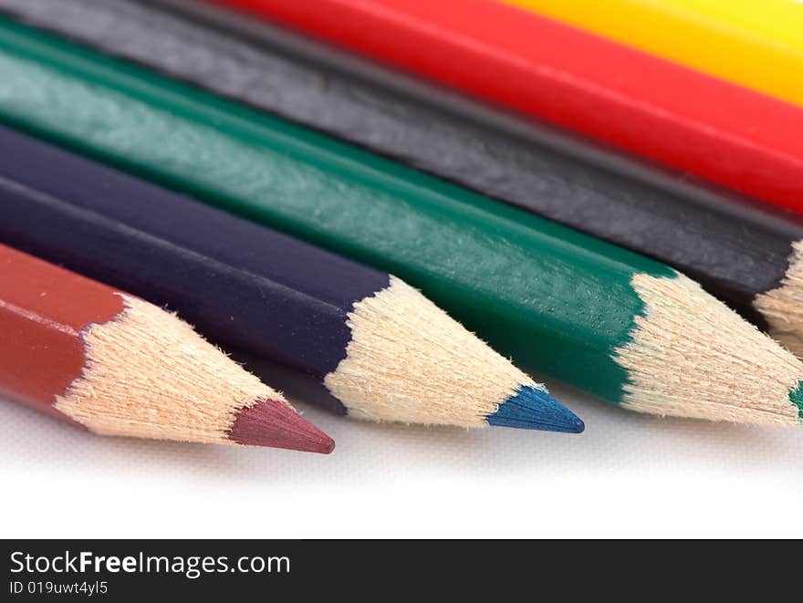 Color pencils isolated on white background