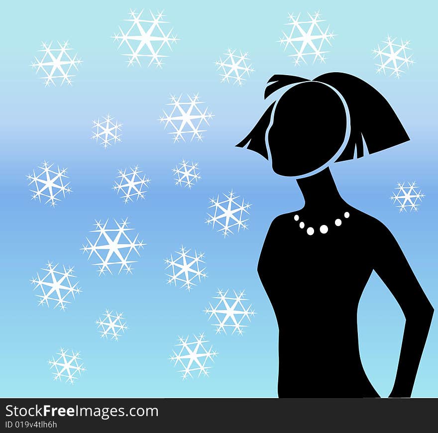 Winter Snowflakes Silhouette