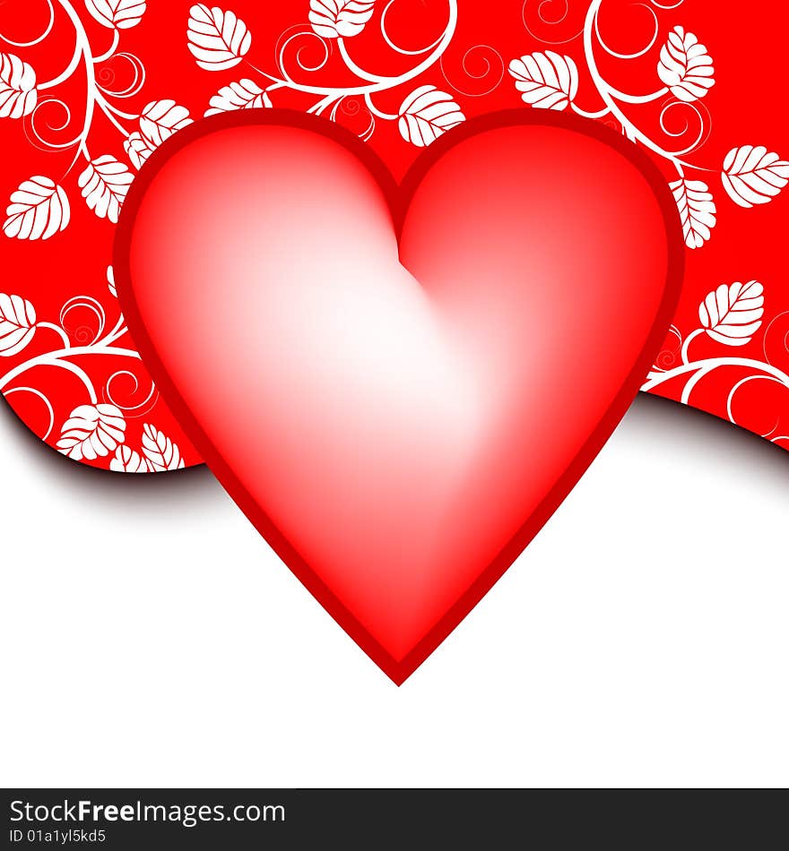 Valentines day background with heart, vector illustration