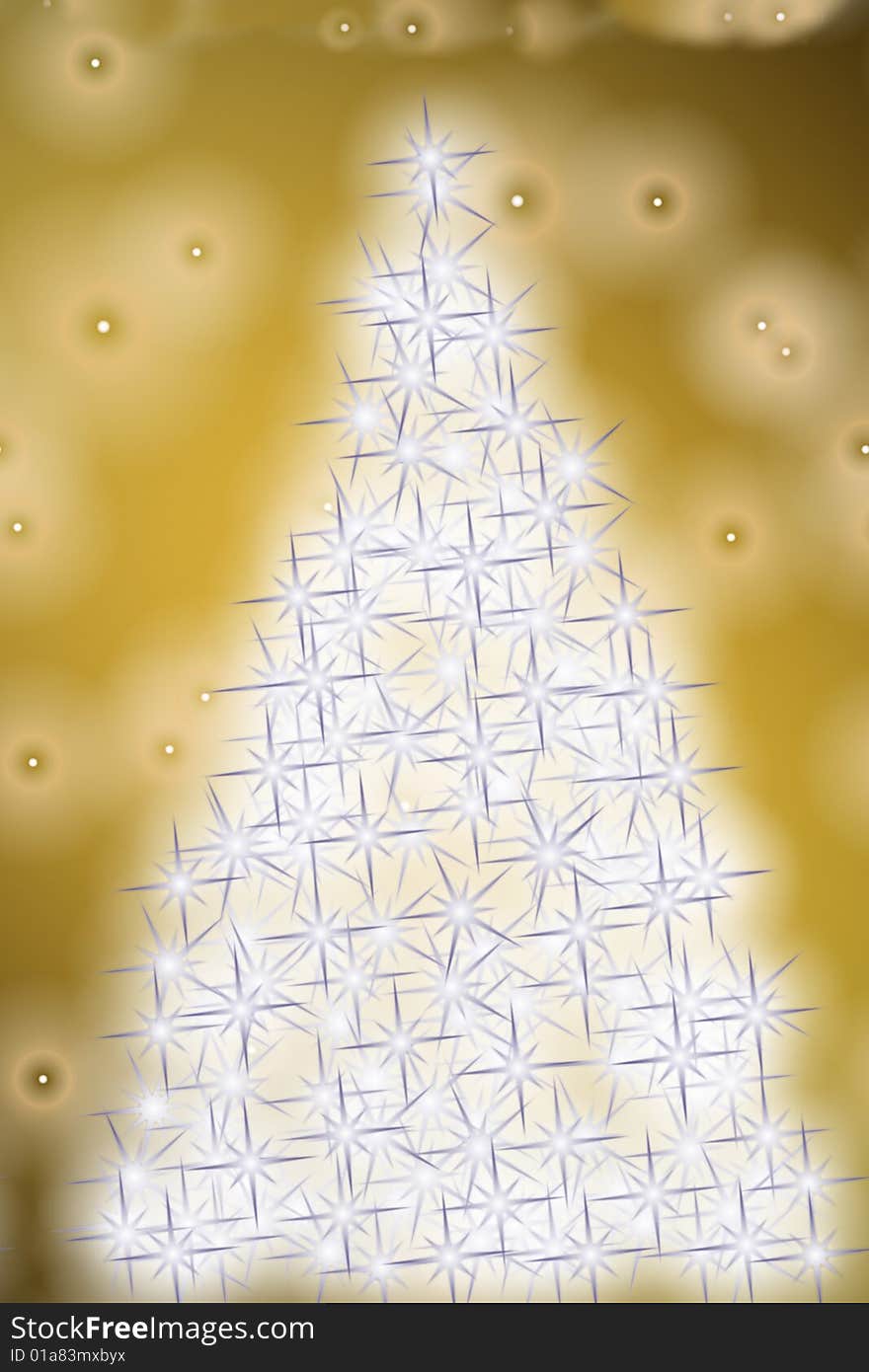 Christmas tree with star lites on gold