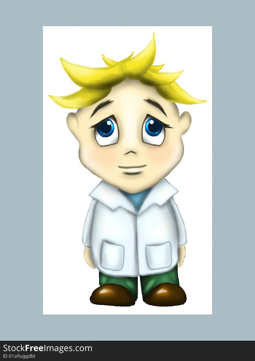 Funny blond scientist in anime style. Funny blond scientist in anime style