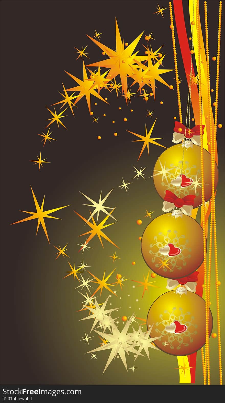 Yellow Christmas balls. Background for card