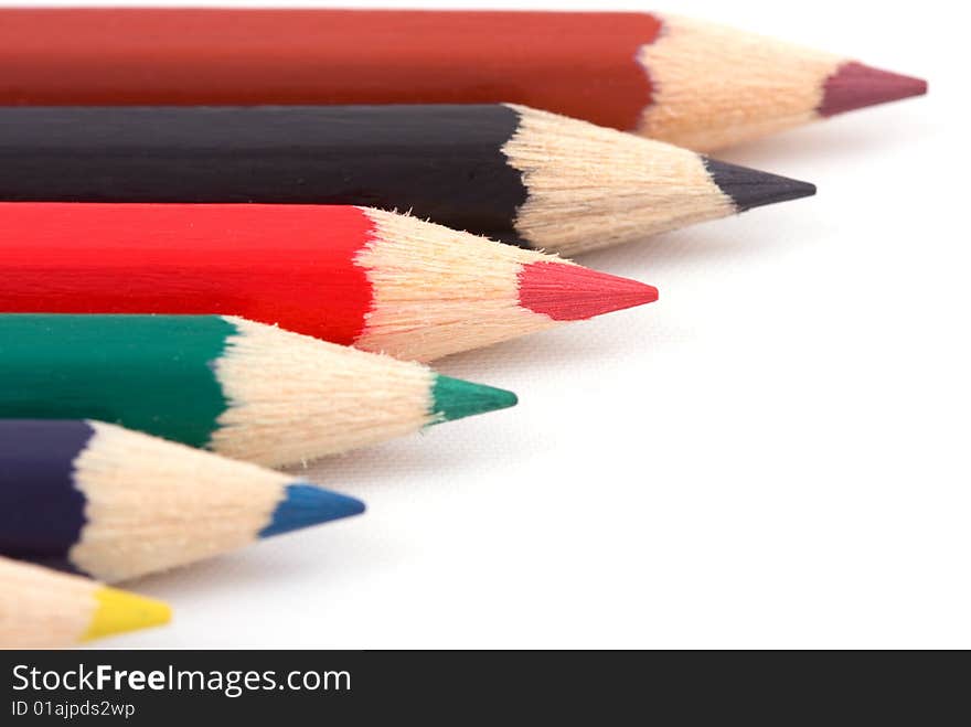 Colorful pencils isolated on white background