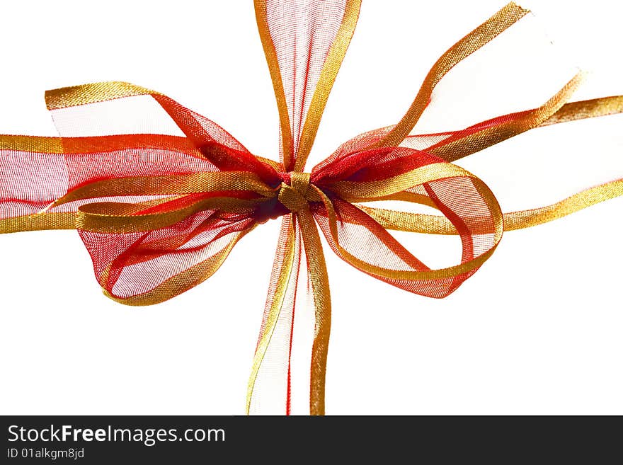 Red bow isolated on white background.