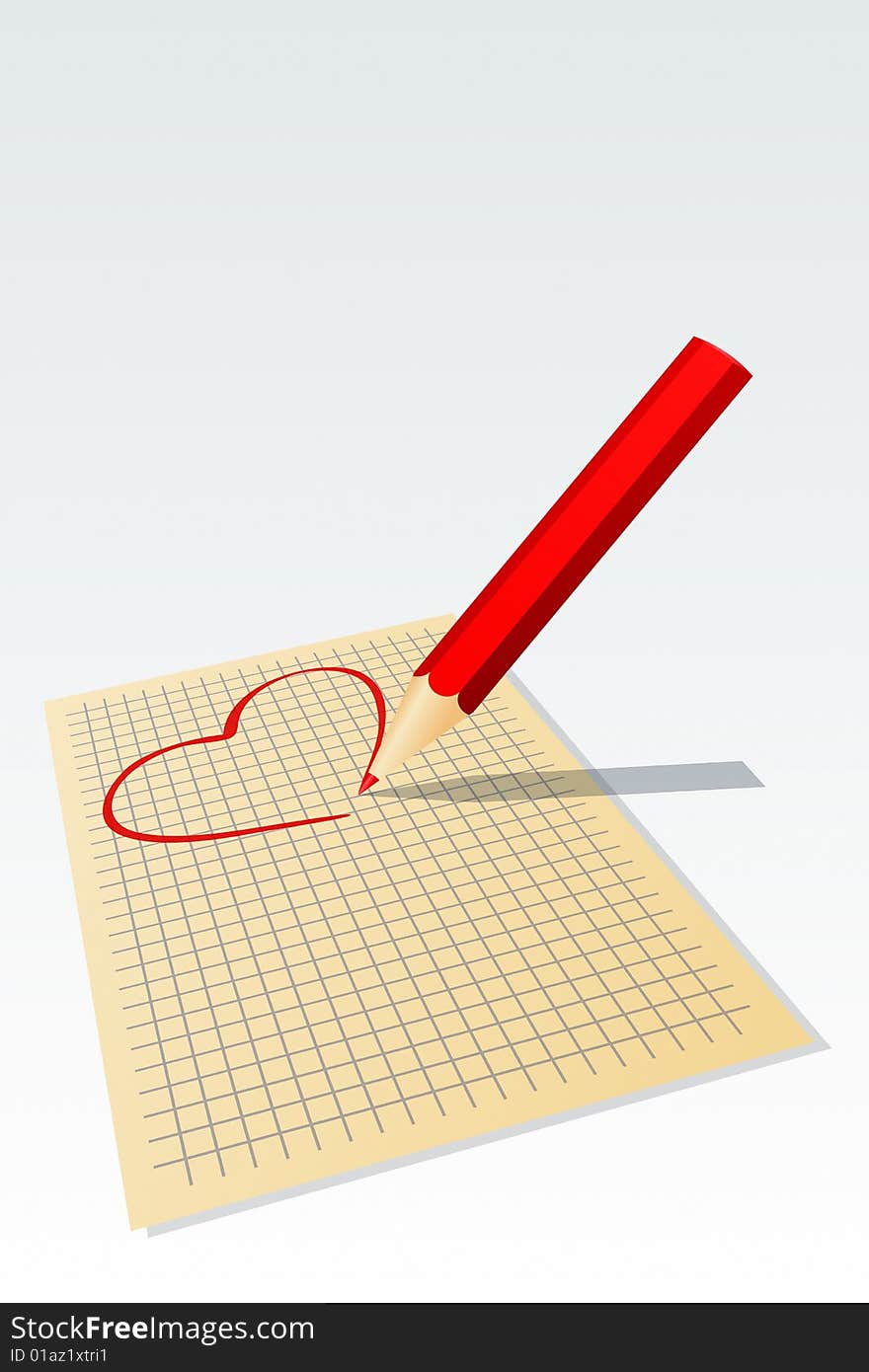 Vector illustration of Pencil Drawing Heart