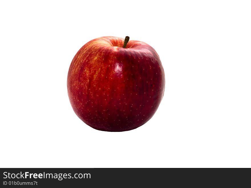 Red apple on white background. Studio lighting. Without shodow.