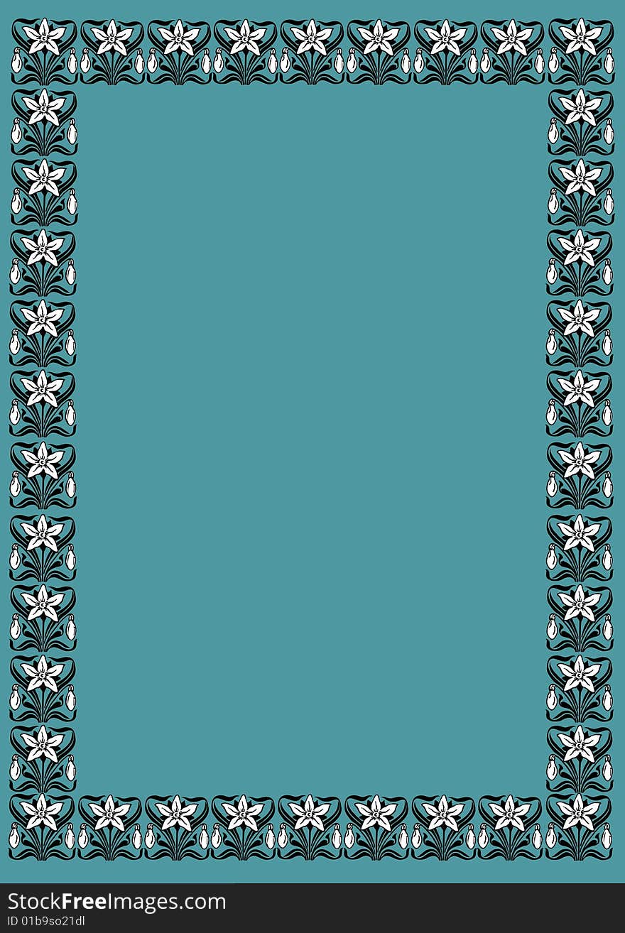 A blue floral border with space for text or copy.