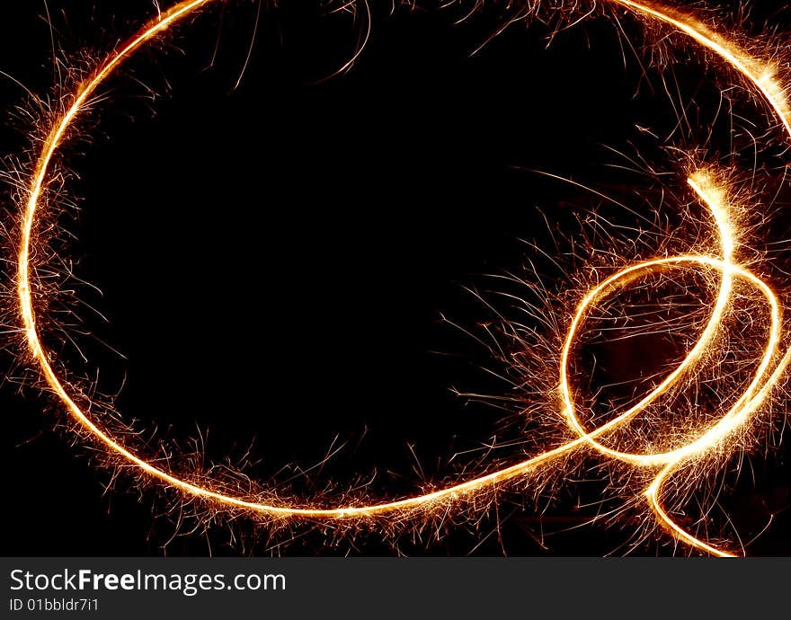 sparkler trace on a black background