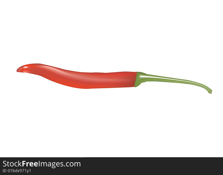 Red chilly white background green vector