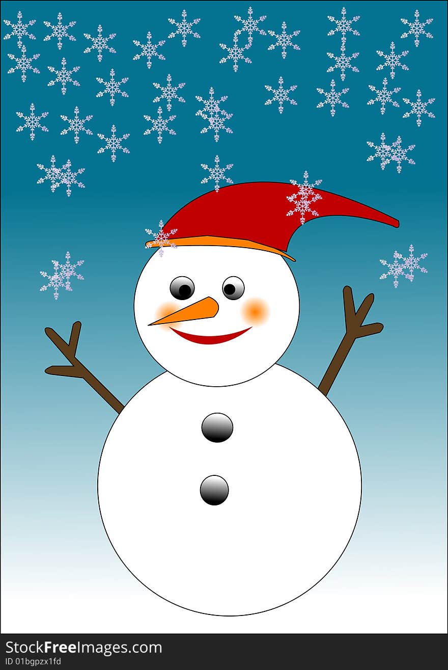 A frosty snowman and snowflakes for your winter designs