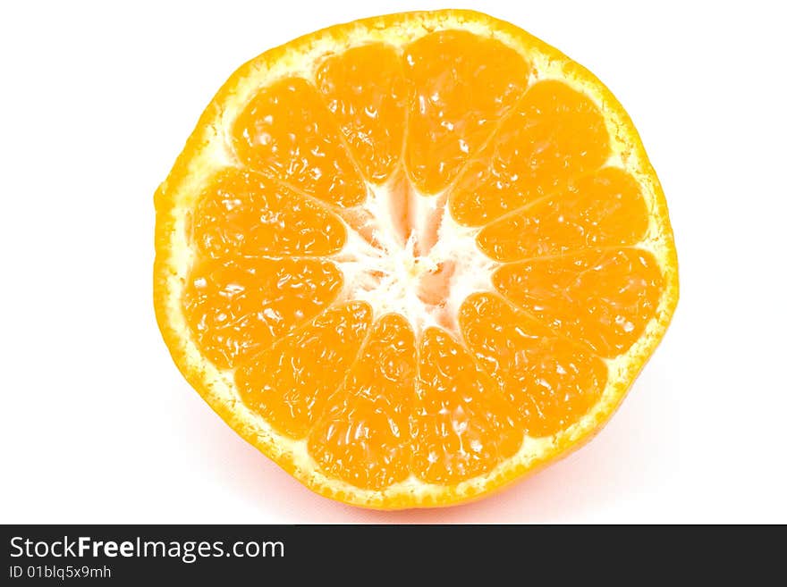 Half orange isolated on a white