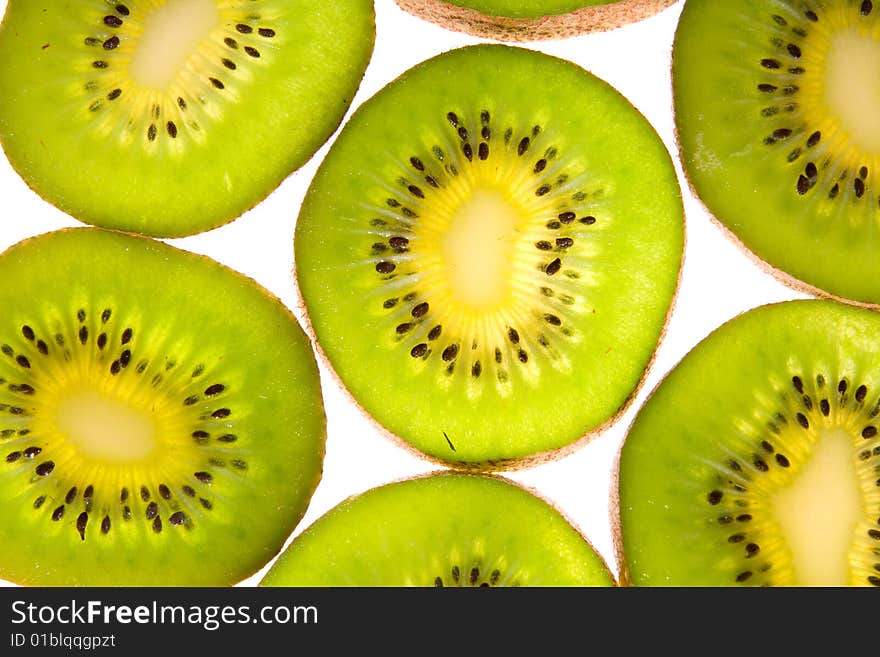 Green kiwi isolated on a white