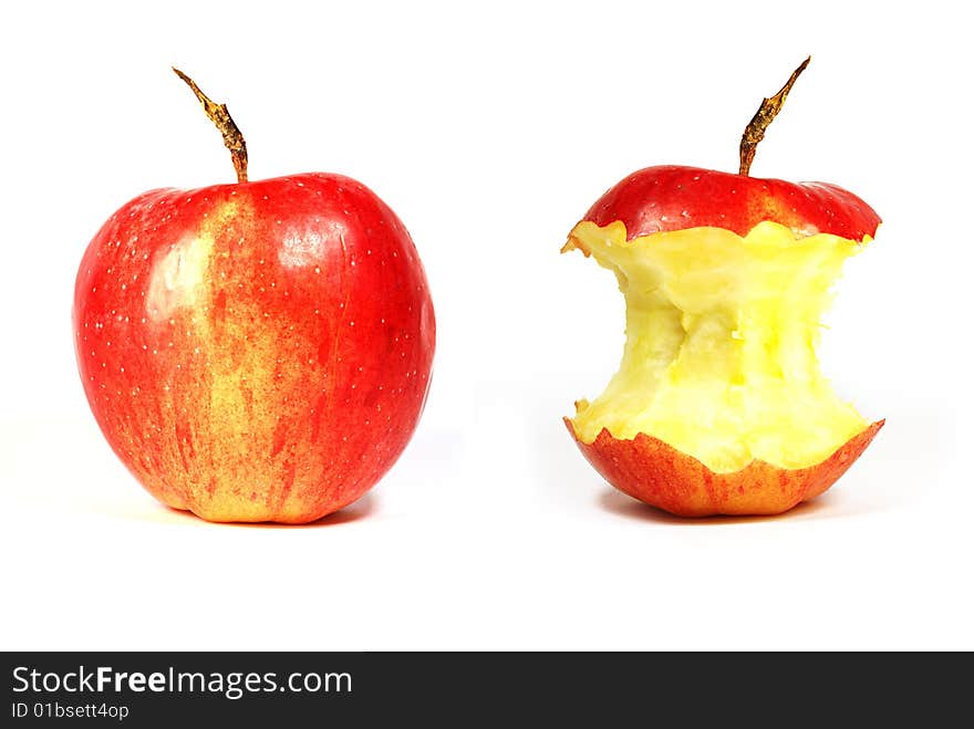 Two red apples isolated on white