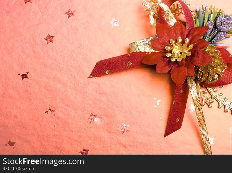 Decoration gift box with red bow.