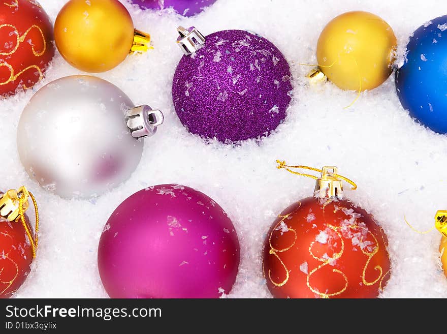 Christmas Balls With Snow