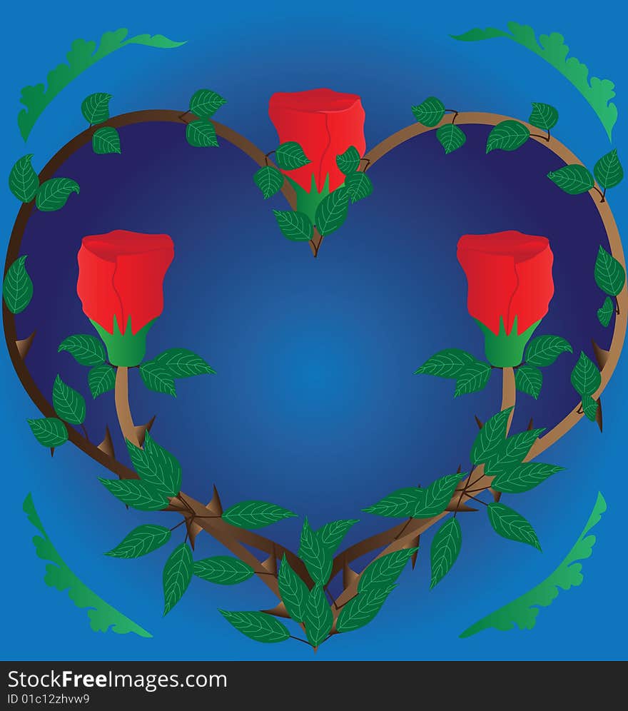 Decorative floral heart with roses as a border.