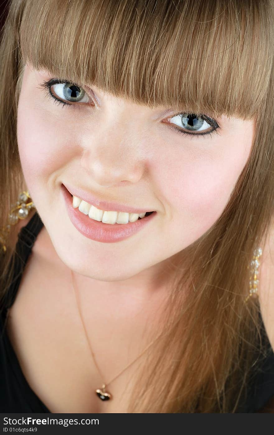 Beautiful blond facial closeup portrait, selective focus