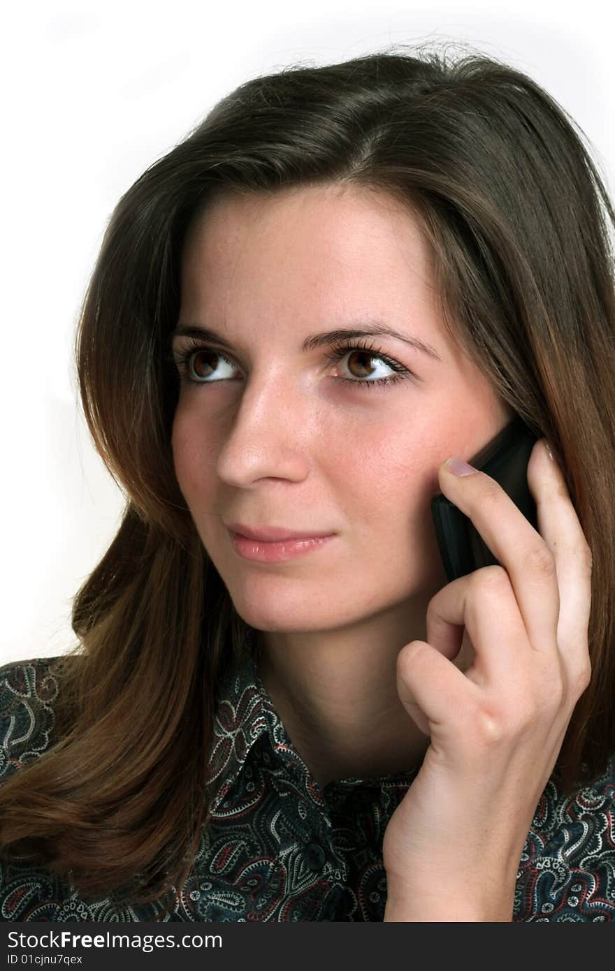 Girl with scarf on white background