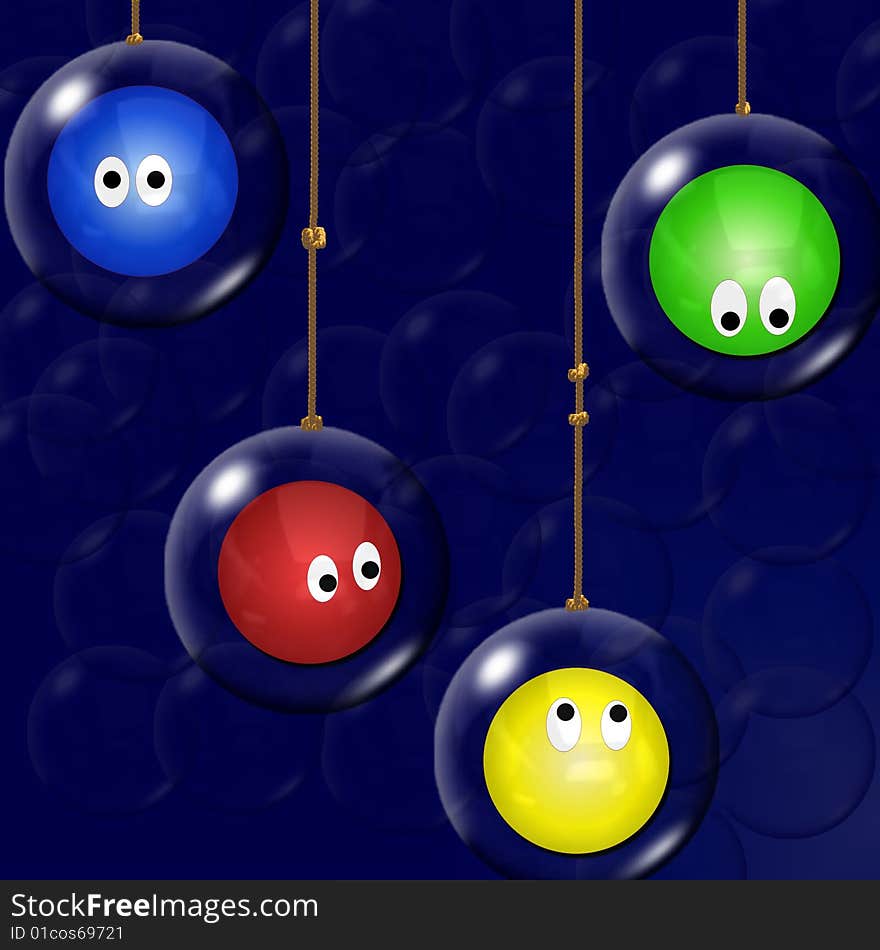 A funny background with some 3d emoticons in the bubbles. A funny background with some 3d emoticons in the bubbles