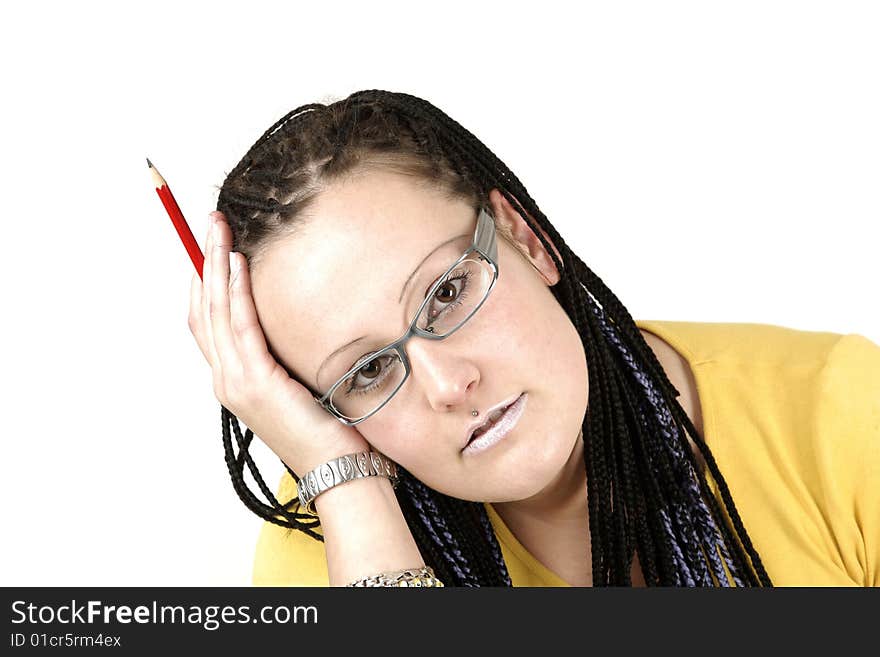 Young businesswoman is unhappy or stressed