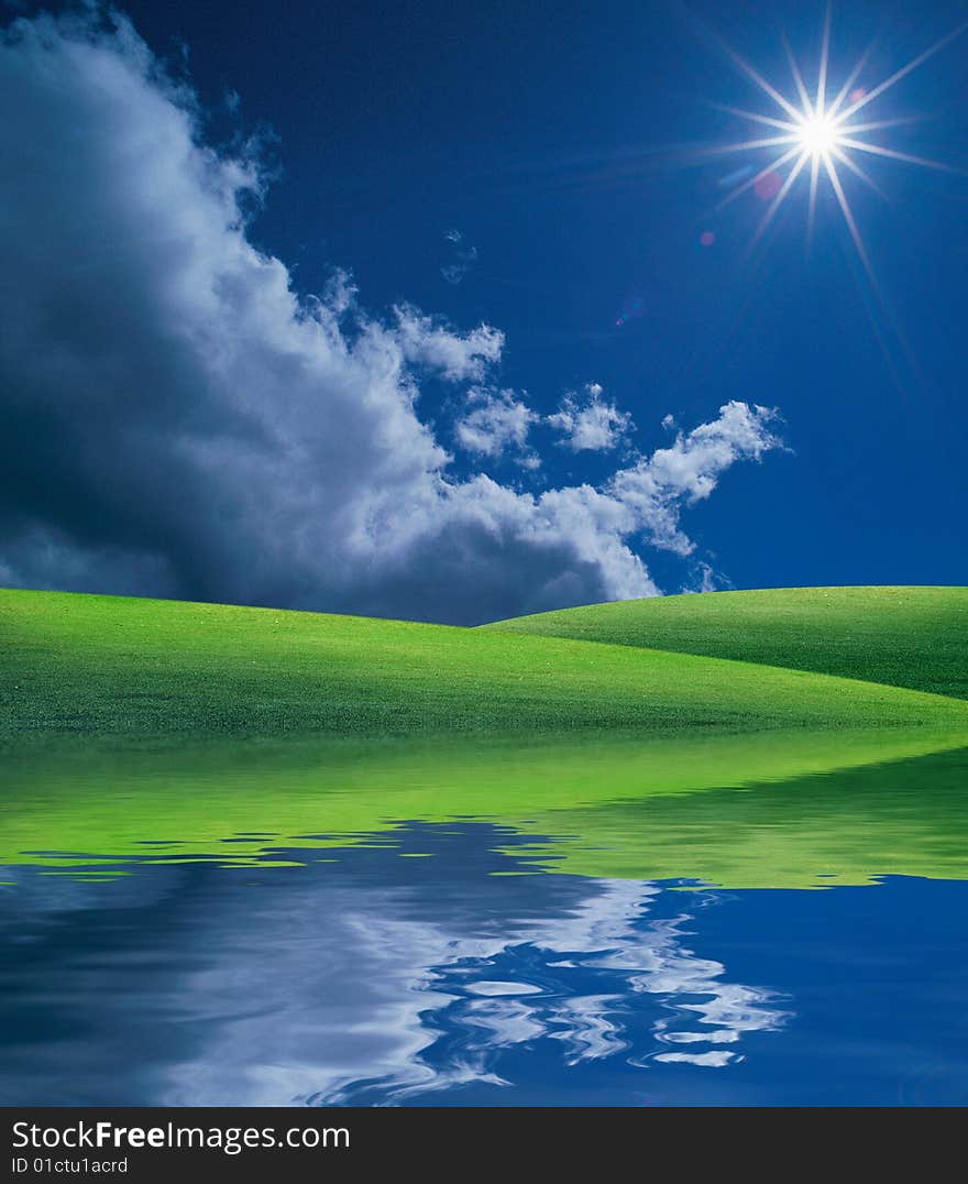 Field and sky. Summer landscape