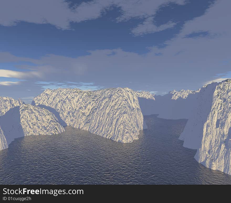 3D illustration of the ice landscape. 3D illustration of the ice landscape