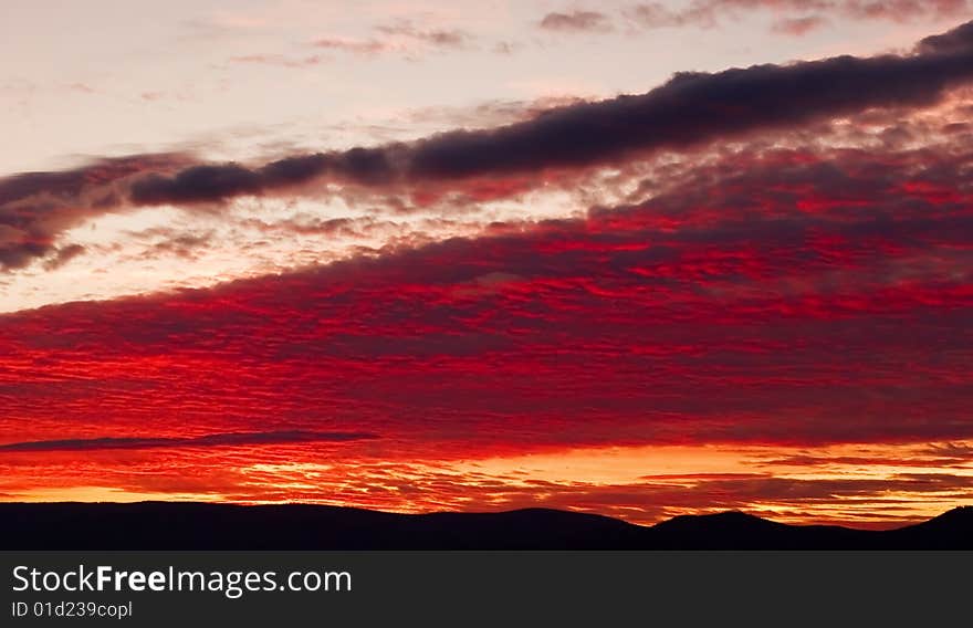 A colorful sunset sky. Russia, Autumn. A colorful sunset sky. Russia, Autumn.