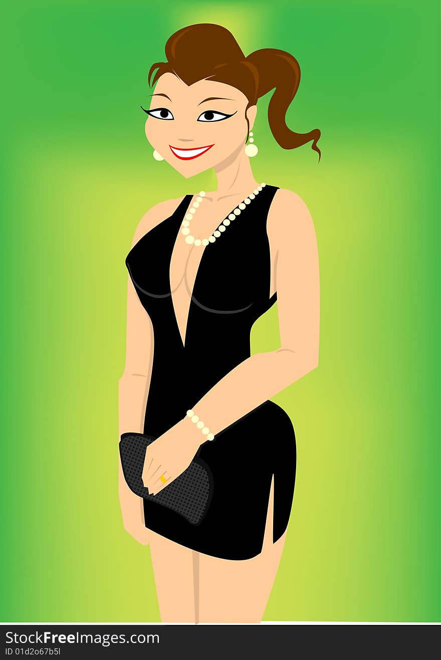 Lady in black dress  illustration