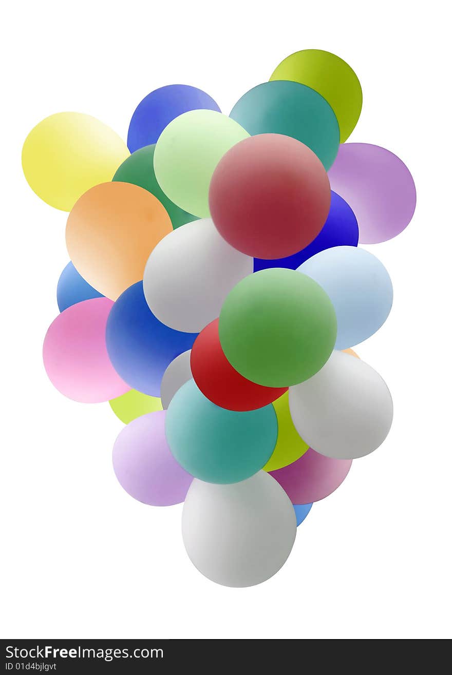 Bunch of party balloons isolated on white