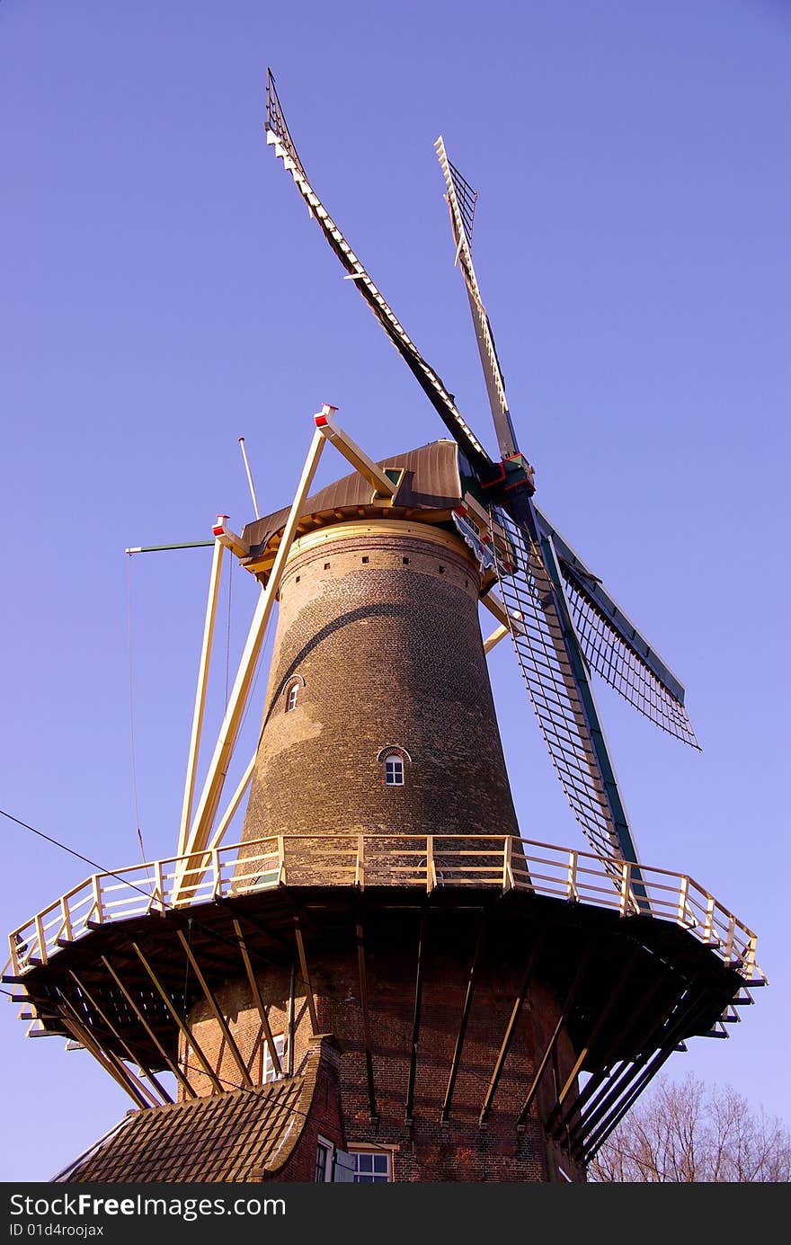 A corn wind mill in the Netherlands