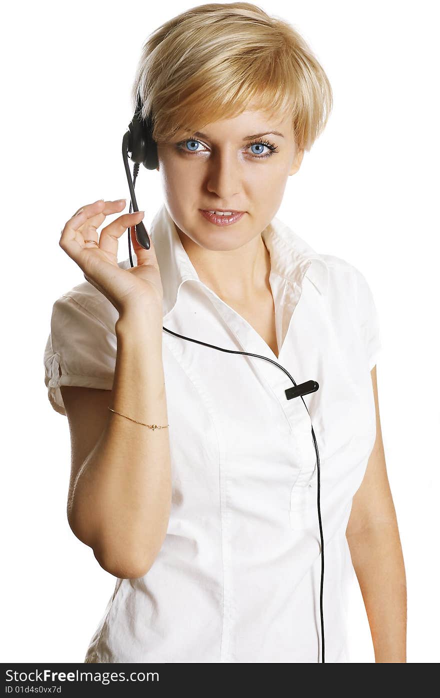 Woman Wearing Headset