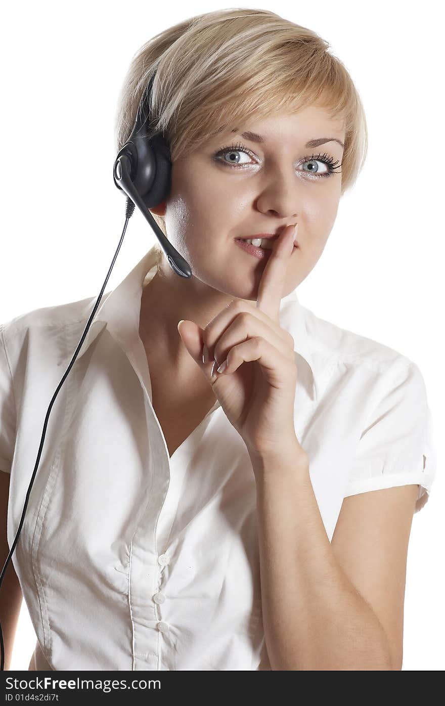 Woman Wearing Headset