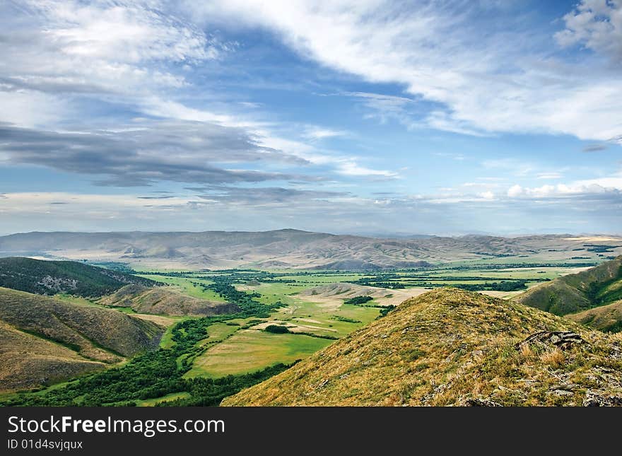 View on the valley from the mountain. View on the valley from the mountain