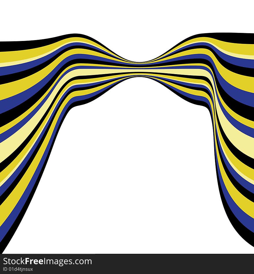 Background with blue and yellow bent lines. Vector illustration. Background with blue and yellow bent lines. Vector illustration