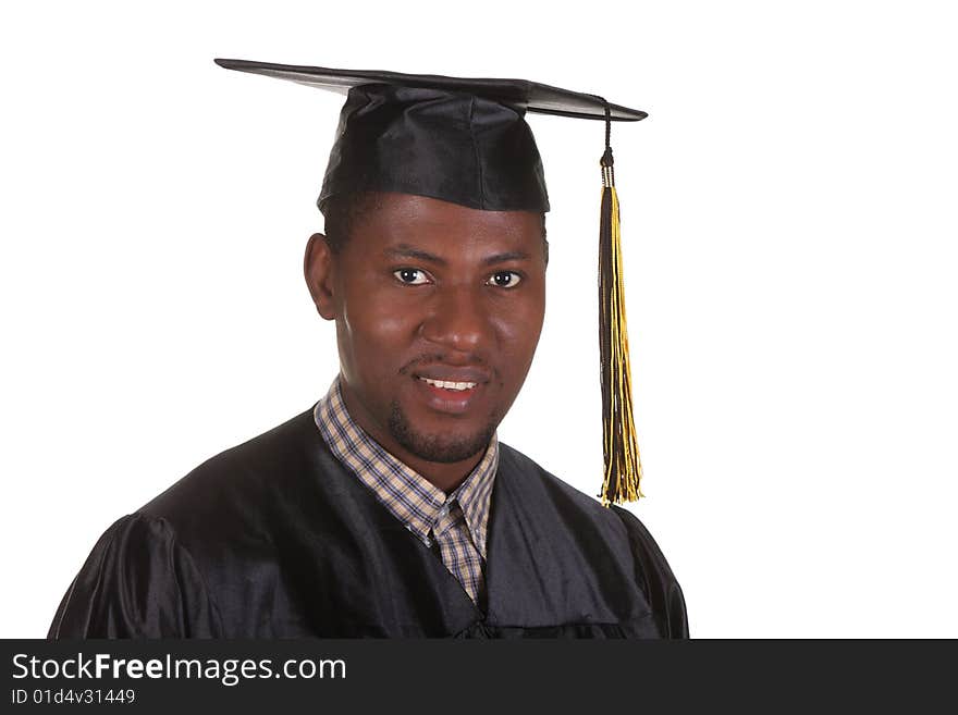 Happy graduation a young man on white background