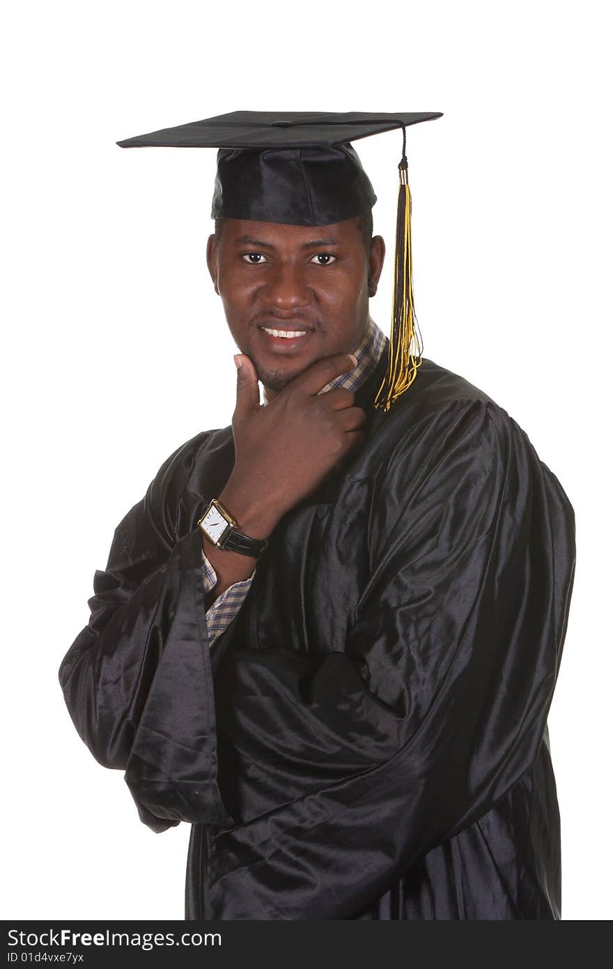 Happy graduation a young man on white background