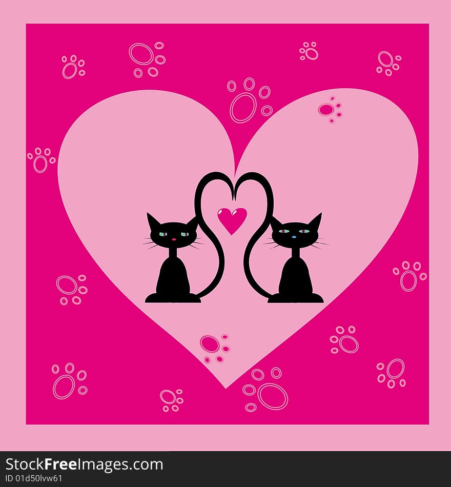 Greeting card with two black cats