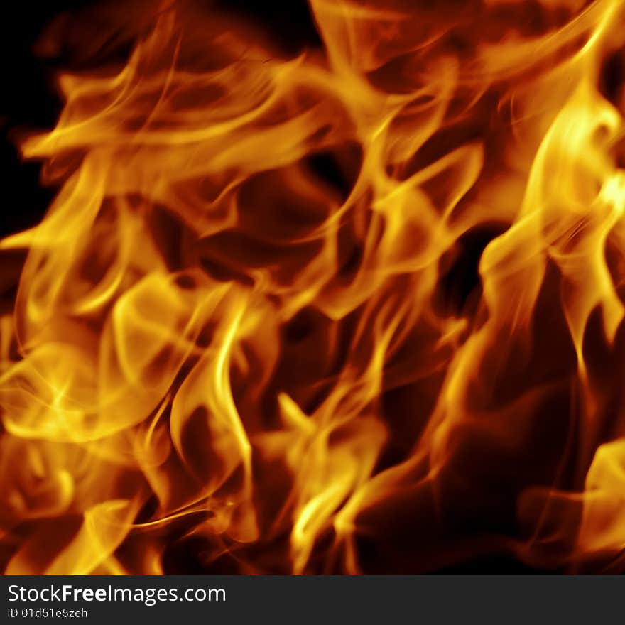 Fire isolated on a black background