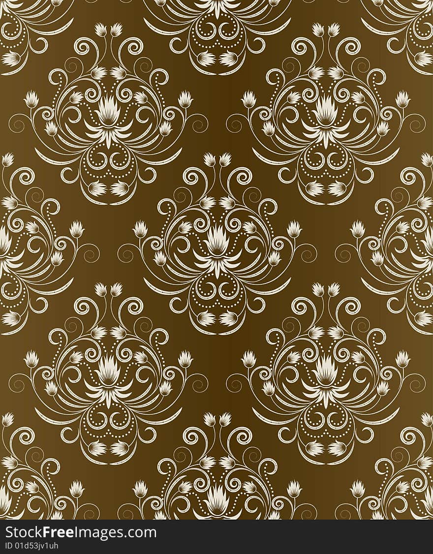 Seamless pattern from beige flowers and leaves(can be repeated and scaled in any size)