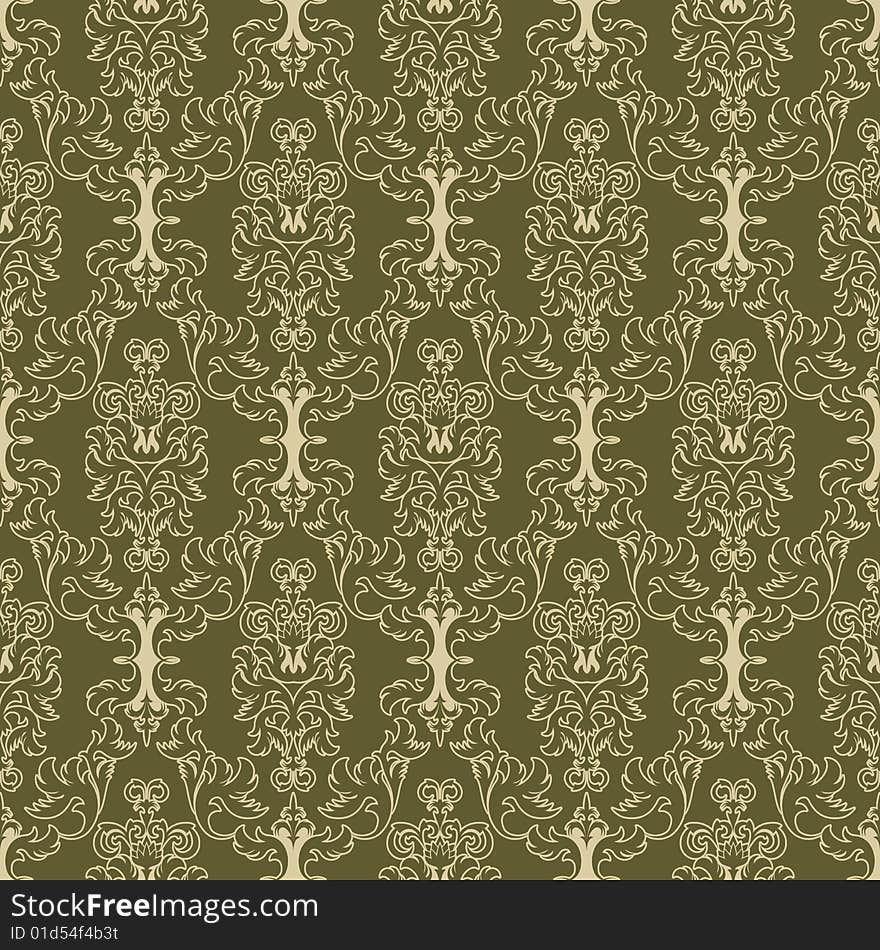 Seamless pattern from beige flowers and leaves(can be repeated and scaled in any size)